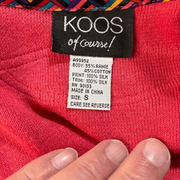 Koos of Course Sweater Cardigan Pink Button Front Vintage Ramie Blend Size S - Picture 4 of 5